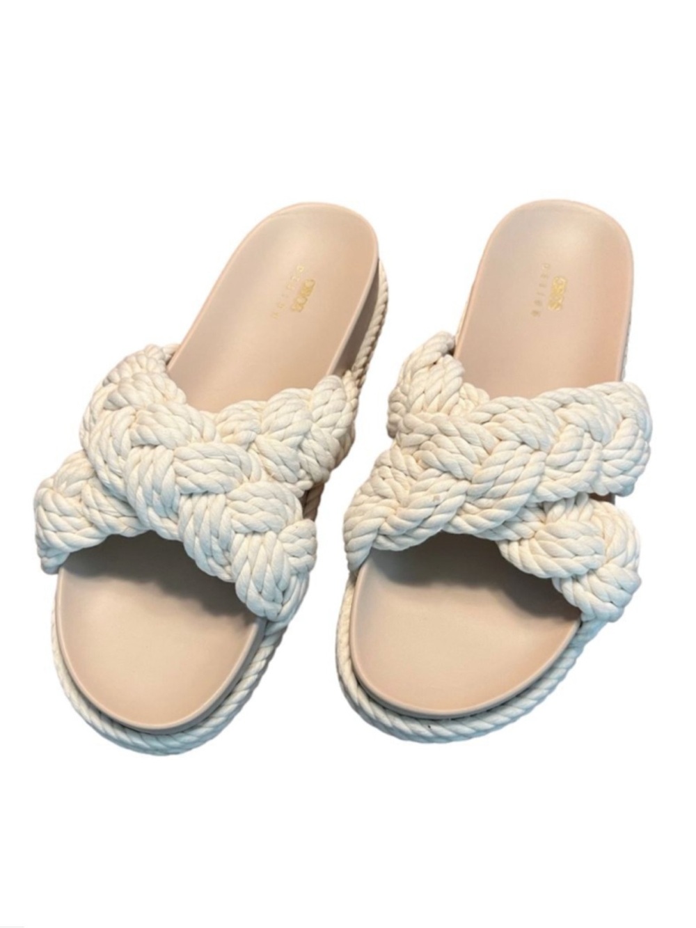 Asos Womens White Jasmine Braided Espadrille Sandals Slip On Open Toe Size US 9